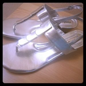 Silver wedge sandals